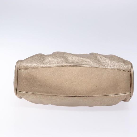 Salvatore Ferragamo Gancini Hand Bag Leather Gold Auth 136922